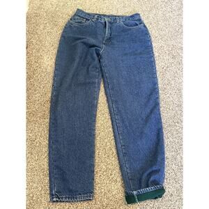 LL Bean Jeans Women’s Blue Denim Original Fit Fleece Lined Size 14 med/tall